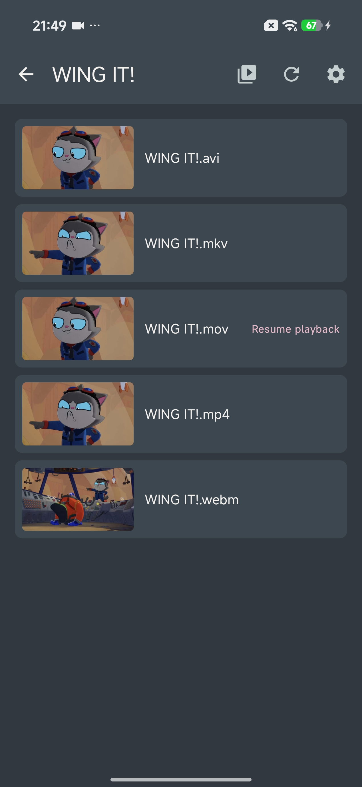 Meivish Cloud Player Browse screen showing videos